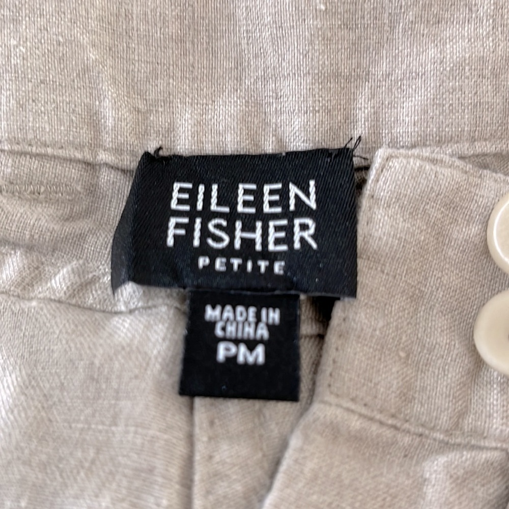 Eileen Fisher Linen Wide Leg Capri Pants Size Petite Medium - Picture 5 of 7